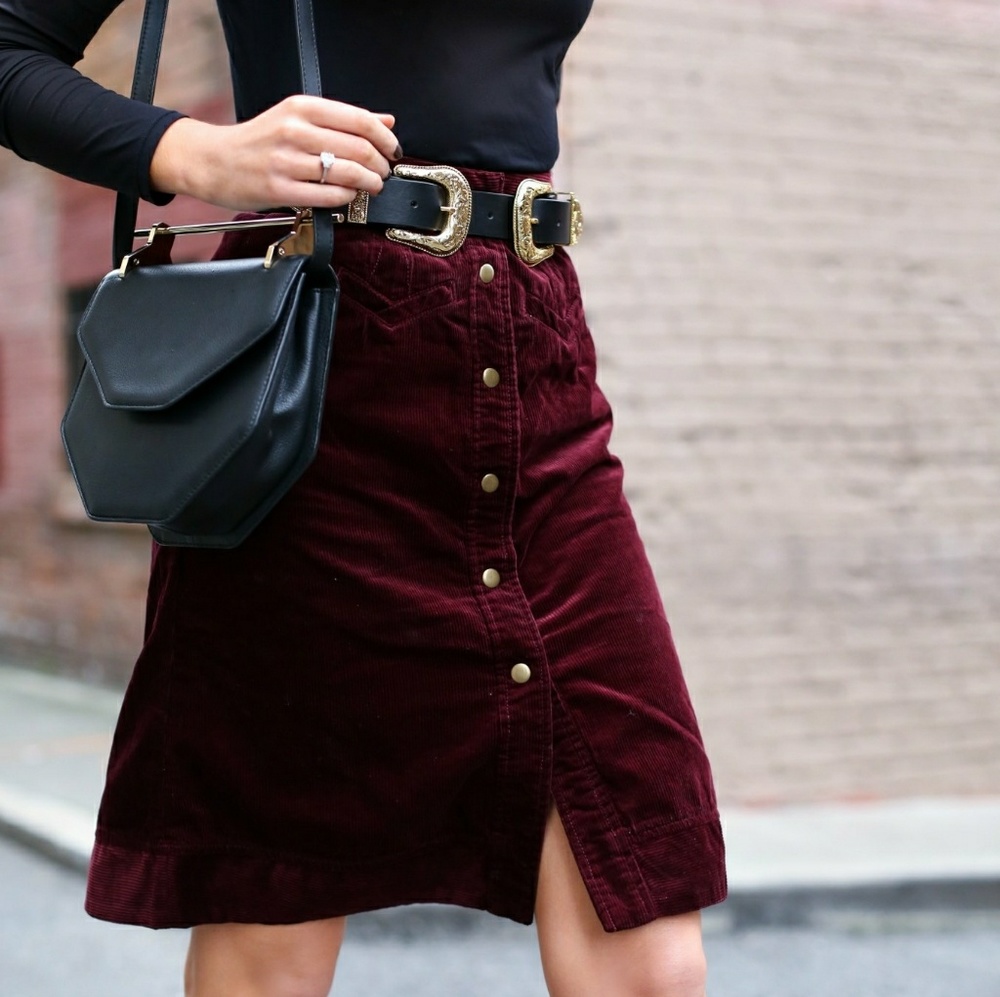 Burgundy cordoroy skirt